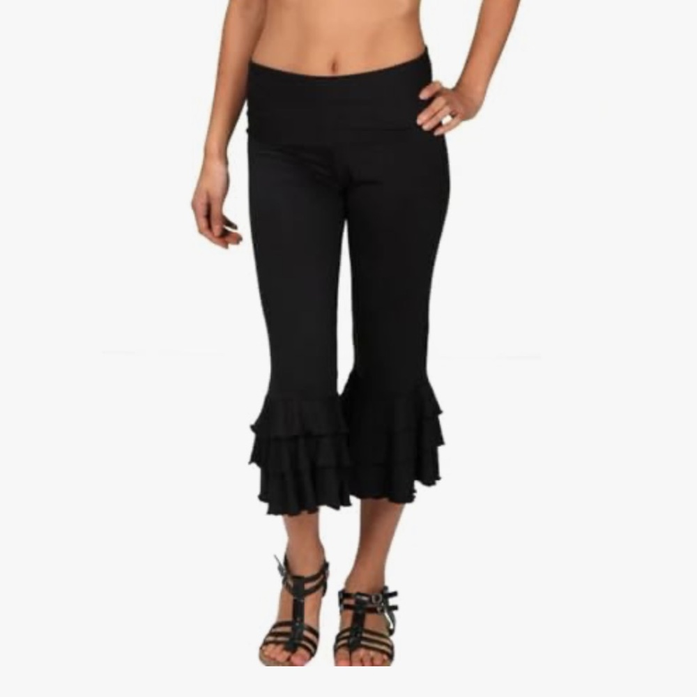 Black Ruffle Hem leggings/Pants